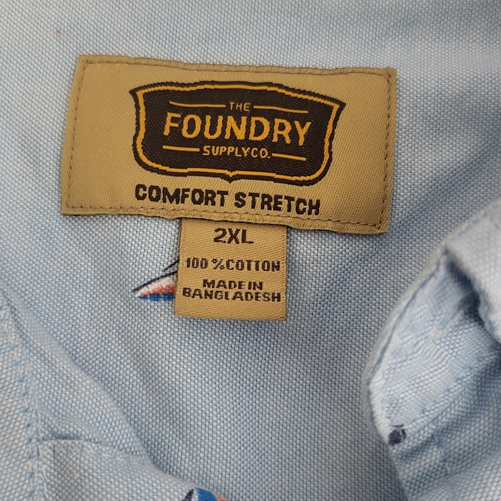 The Foundry Supply Co Blue Casual Button Down Shirt w/Nautical Sailboat Pattern - Picture 5 of 5